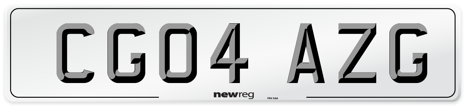 CG04 AZG Number Plate from New Reg